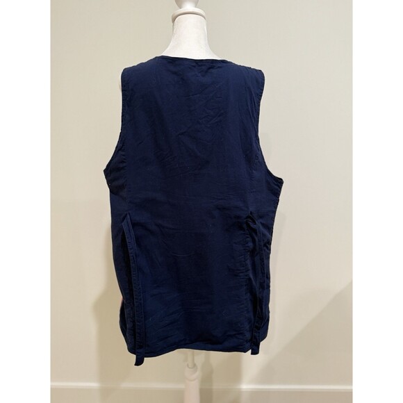 Vintage Blue Patchwork Vest Women’s Large Tie Back Button Front - Picture 10 of 16